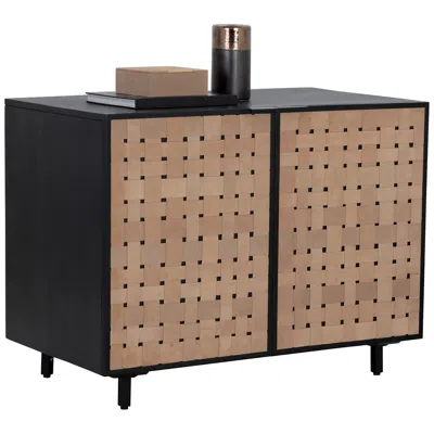 Sunpan Omari Sideboard Small Suede Light Tan Leather In Brown