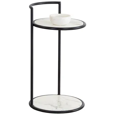 Sunpan Parga End Table Black Marble Look