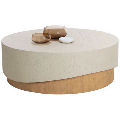 Sunpan Patras 48" Round Faux Wood And Concrete Modern Coffee Table