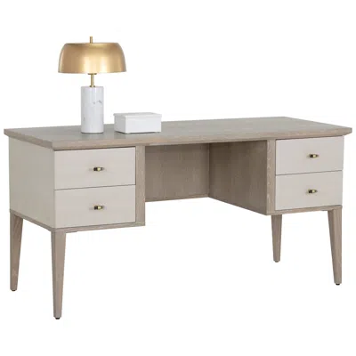Sunpan Pattinson Desk White Ceruse Oyster Shagreen