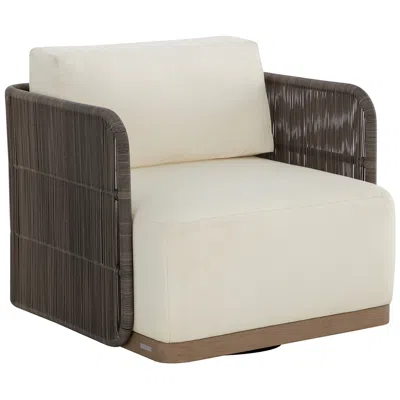 Sunpan Ravenna Swivel Armchair Stinson Cream In Brown