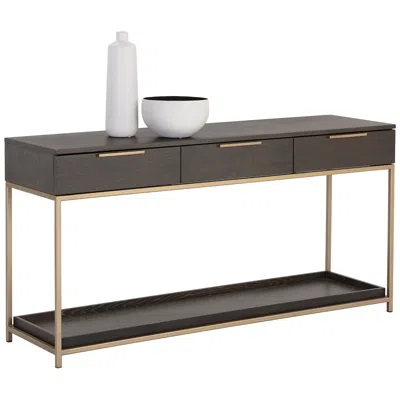 Sunpan Rebel Console Table With Drawers Gold Charcoal Gray
