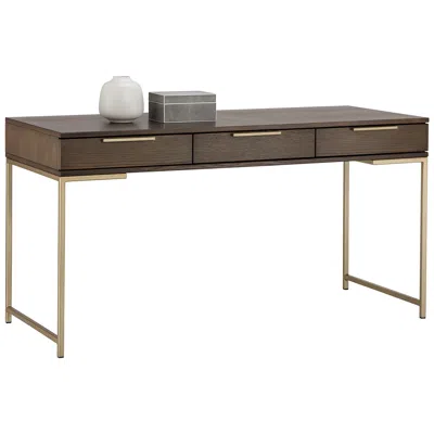 Sunpan Rebel Desk Gold Raw Umber In Brown