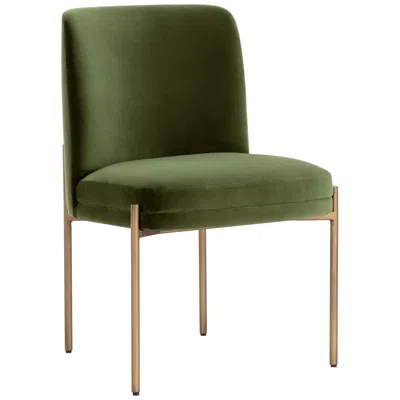 Sunpan Richie Dining Chair Antique Brass Forest Green