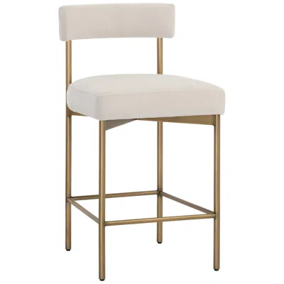 Sunpan Seneca Counter Stool Antique Brass Danny Ivory
