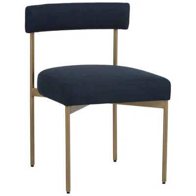 Sunpan Seneca Dining Chair Antique Brass Arena Navy Set Of 2