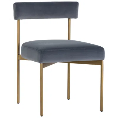 Sunpan Seneca Dining Chair Antique Brass Velvet Slate Set Of 2