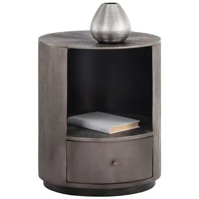 Sunpan Siena Nightstand Round Gunmetal In Black