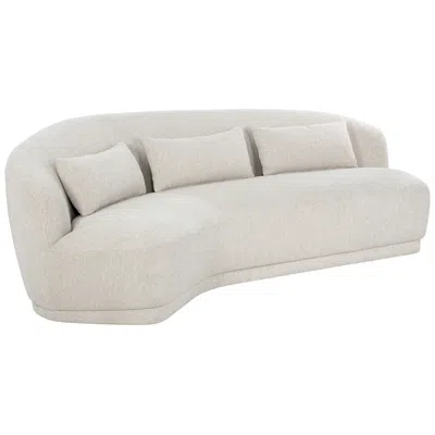 Sunpan Soraya 147" Wide Dove Cream Color Fabric Modern Sofa