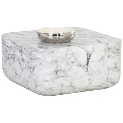 Sunpan Strut Coffee Table Marble Look In White