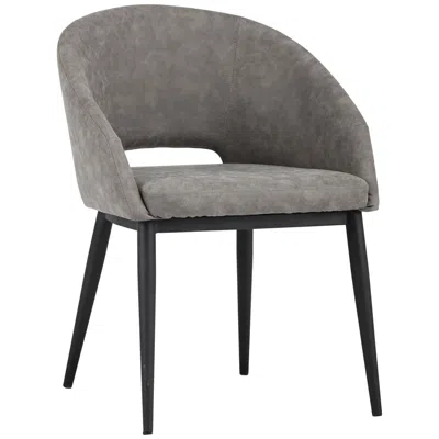 Sunpan Thatcher Antique Gray Faux Leather And Black Modern Dining Chair