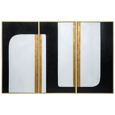 Sunpan The Path (set Of 3) 30" X 60" Gold Floater Frame In Black