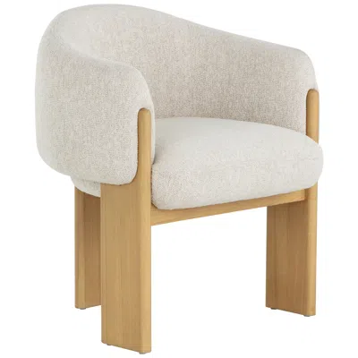Sunpan Trine Dining Armchair Rustic Oak Dove Cream