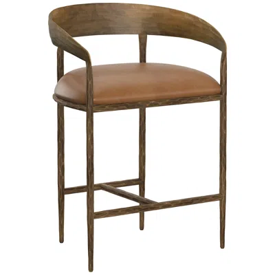 Sunpan Zanatta Counter Stool Tan Leather In Brown