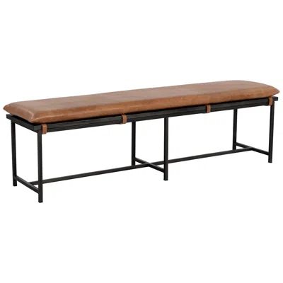 Sunpan Zancor Bench Gunmetal Tan Leather In Black