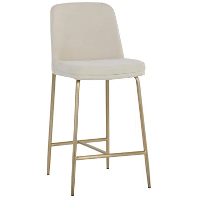 Sunpan Zeke Counter Stool Antique Brass Bergen Ivory