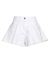 Suns Boards Woman Denim Shorts White Size Xs Cotton, Elastane In White