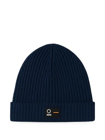 Suns Ribbed-knit Logo-patch Beanie Hat In Blue