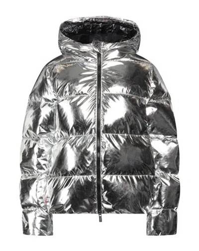 Suns Woman Puffer Silver Size M Polyester In Silver