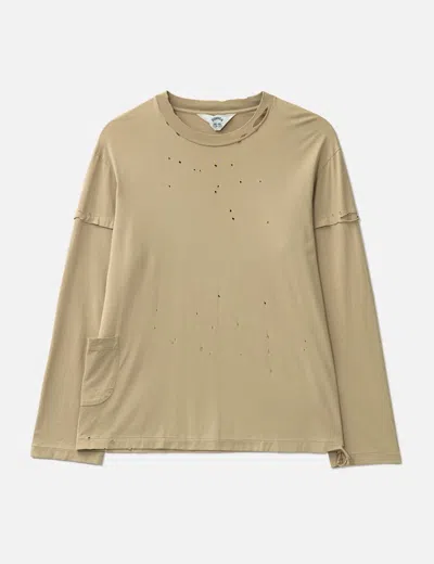 Layered Distressed Long Sleeve T-shirt In Neutral from HBX