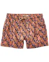 Sunset And Vine Microfiber Woven Printed Swim Trunk In Orange