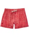 Sunset And Vine Microfiber Woven Printed Swim Trunk In Red