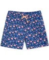 Sunset And Vines Men's Flamingo-pattern Woven Swim Trunks