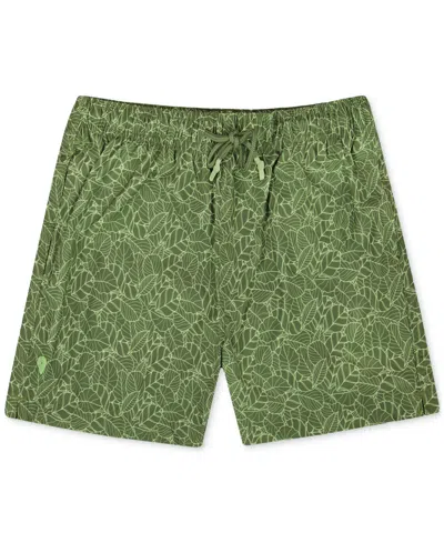 Sunset And Vines Men's Leaf-pattern Woven Swim Trunks