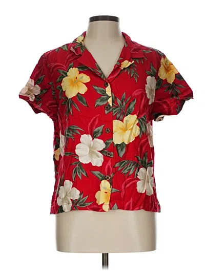 Pre-owned Sunset Cove Denim Short Sleeve Blouse In Red