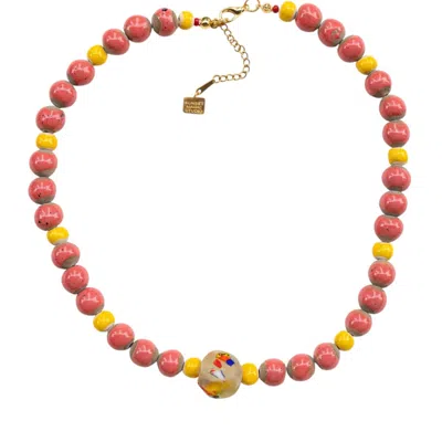 Sunset Magic Studio Women's African Ceramic Necklace - Dear, Sunset In Yellow