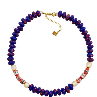 Sunset Magic Studio Women's African Glass Bead Necklace - Dear, Sunset In Yellow