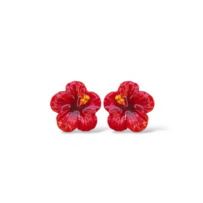 Sunset Magic Studio Women's Aloha - Red Hibiscus Earrings