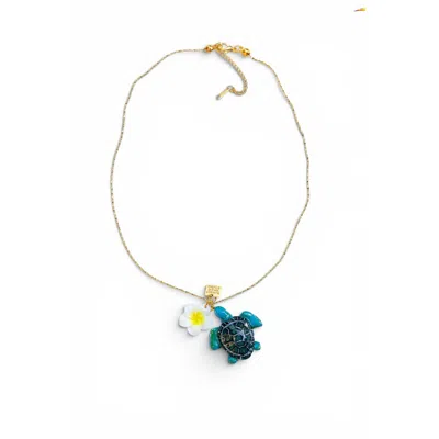 Sunset Magic Studio Women's Caretta & Plumeria Charm Necklace In Yellow