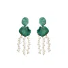 Sunset Magic Studio Women's Green Licuala - Tropical Pearl Earrings In Green