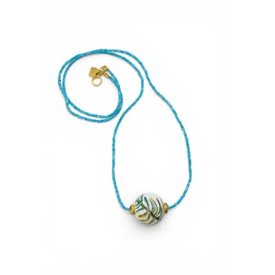 Sunset Magic Studio Women's Handpaint Detailed Pendant Necklace In Yellow