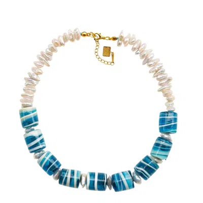 Sunset Magic Studio Women's Pearl Detailed Handmade Murano Glass Necklace - Dear, Sunset In Yellow