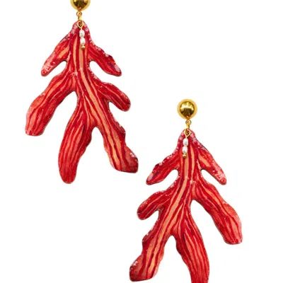Sunset Magic Studio Women's Red Reef - Pearl Detailed Coral Earrings