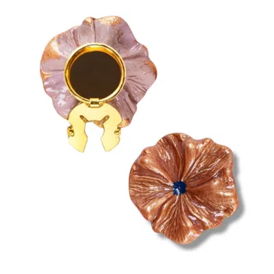 Sunset Magic Studio Women's Rose Gold Fiona - Floral Brown Gold Button Cover Pair