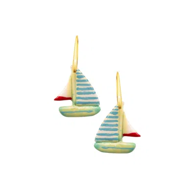 Sunset Magic Studio Women's Sail Away - Sailboat Earrings In Yellow