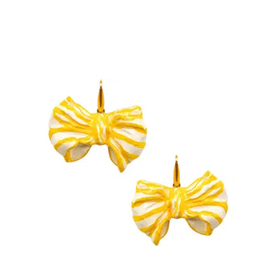 Sunset Magic Studio Women's Sunny Bow - Ribbon Earrings In Yellow