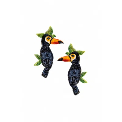Sunset Magic Studio Women's Touco - Toucan Statement Earrings In Yellow