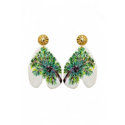 Sunset Magic Studio Women's Under The Palms - Coconut Palm Earrings In Yellow