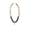 Sunset Magic Studio Women's White / Gold / Blue Mistral - Breeze Shaped Necklace In Multi