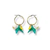 Sunset Magic Studio Women's Yellow / White / Green Maelyn - Hoop Earring With Charms In Multi