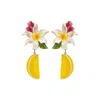 Sunset Magic Studio Women's Yellow / White Vitalia - Lemon Flower Earrings In Multi