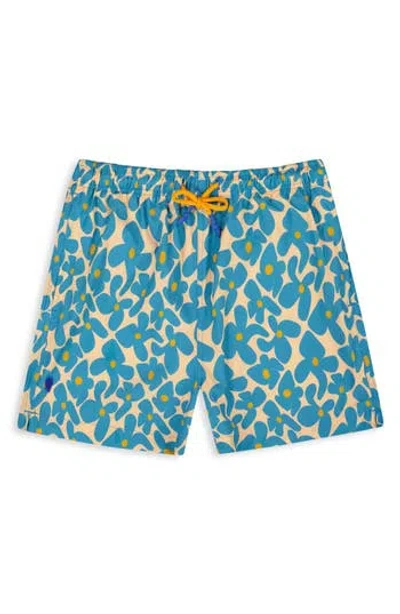 Sunset X Vine Floral Swim Trunks In Blue