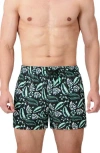 Sunset X Vine Leaf Print Swim Trunks