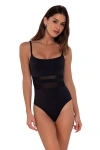 Sunsets Alexa One-piece In Black Seagrass Texture