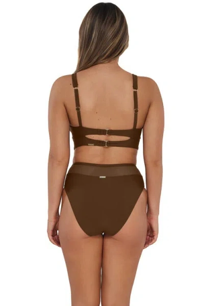Sunsets Annie High Waist Bikini Swim Bottoms In Tiki Brown