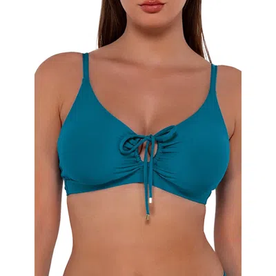 Sunsets Bikini Top Women Avalon Teal Stretch Kauai Keyhole Swimwear Gbo25 In Blue